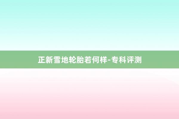 正新雪地轮胎若何样-专科评测