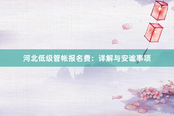 河北低级管帐报名费：详解与安谧事项